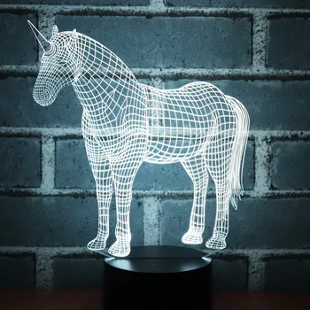 MYDKDJL 3D LED Nočné Svetlo pre Jednorožec s 7 Farieb Svetla, pre Domáce Dekorácie Kôň Lampa Úžasné Vizualizácie Optické