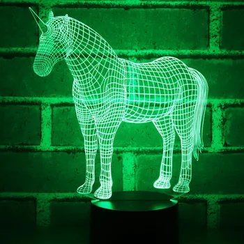 MYDKDJL 3D LED Nočné Svetlo pre Jednorožec s 7 Farieb Svetla, pre Domáce Dekorácie Kôň Lampa Úžasné Vizualizácie Optické