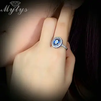 Mytys Royal Blue Crystal Prstene pre Ženy Vysokej Úrovni Panelu Nastavenie Kolo Crystal Fashion Krúžok Šperky, Darček pre Matku R1861
