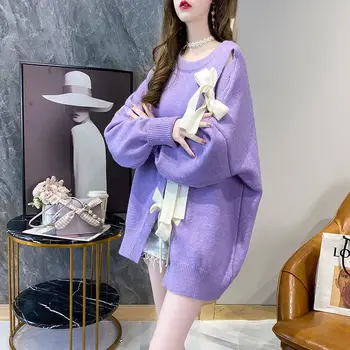 Móda 2020 Jeseň Zima Ženy Svetre Motýlik Nadrozmerná Sveter Kórejský Elegantné Dámy Knitwears Ostrihané Topy Harajuku Jumper