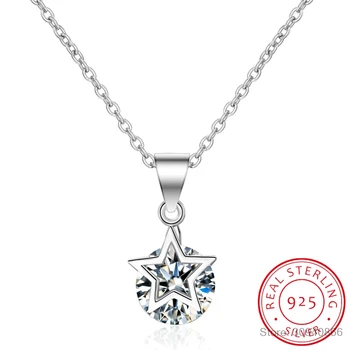 Móda 925 Sterling Silver Šperky Boho Crystal Star Choker Náhrdelníky pre Ženy, Svadobné Dievčatá Vyhlásenie Šperky kolye