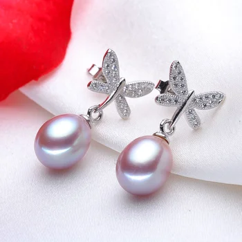 Móda 925 sterling silver šperky, náušnice perly prírodné,reálne sladkovodné pearl náušnice šperky pre dcéru milenca trendy darček