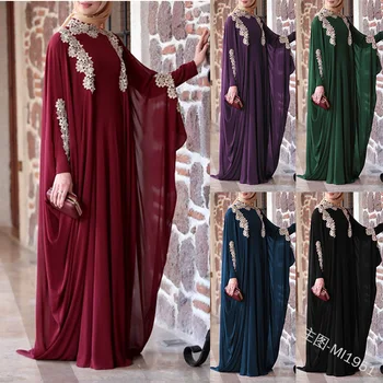 Móda abaya dubaj abayas pre ženy farbou čipky šitie plus veľkosť voľné dlho žena šaty islamské oblečenie