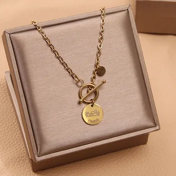 Móda all-zápas list prívesok clavicle náhrdelník žena titánové ocele náhrdelník šperky hot predaj