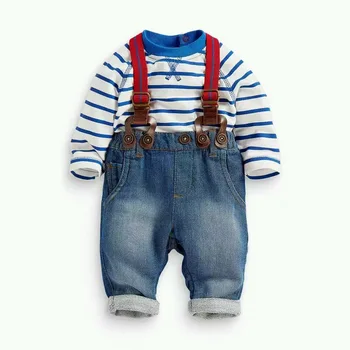 Móda chlapčeka Oblečenie Set 3ks (T-tričko+Nohavice +Popruhy) Jesenné Zimné Dojčenskej Odev Deti Oblečenie Nosiť