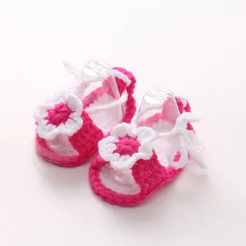 Móda Denne Pohodlné Postieľky Háčkovanie Bežné Dievčatká Ručne Pletené Ponožky Ruže Detská Obuv HOOLER