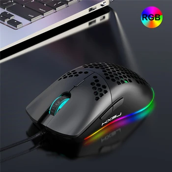 Móda HXSJ J900 USB Káblové RGB Hráč Mouses So Šiestimi Nastaviteľné DPI Honeycomb Duté Ergonomický Dizajn Pre Desktop, Notebook