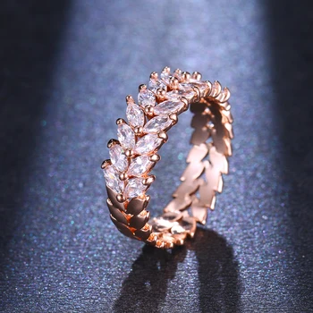 Móda Kúzlo Zirconia Zlatá Farba Zásnubné Prstene pre Ženy Marquise Kameň Prst Prsteň Strany Svadobné Šperky