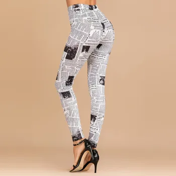 Móda Leggins Čiernej A Bielej Highstreet Noviny List Tlač Streetwear Legíny Lete Ženy Sexy Bežné Nohavice