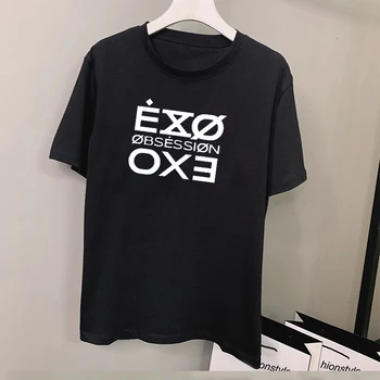 Móda List Vytlačené Tričko Ženy Kpop Exo Posadnutosť T-Shirt Bežné Krátke Sleeve Tee Tričko Topy, Unisex Oblečenie Fasns