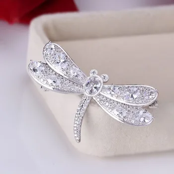 Móda Malé Roztomilé Elegantné Dragonfly Brošňa Pre Ženy, Vysoko Kvalitné Kovové Šumivé AAA Cubic Zirconia Hmyzu Preklopke Kolíky Šperky