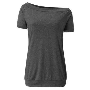 Móda Mimo Ramenný T Shirt Pevné tričko 2020 Príležitostné Letné Dámske Sexy Voľná Tunika Topy Ženy Ženy Krátke Rukáv Tričko Blusas