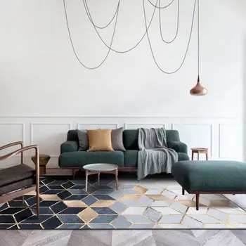 Móda moderné kovové zlatý koberec black geometrické dvere spálne koberec x izba, obývacia izba koberec salón tapete módne dekoratívne mat