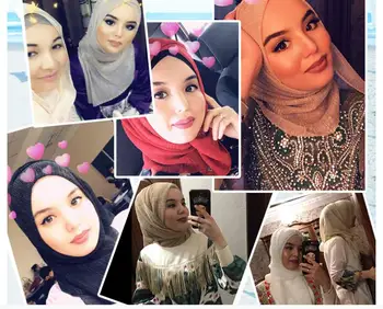 Móda Moslimských Dámske Hijabs Šatkou Islamskej Skromné Šatku Lesk Leskom Lurex Ukradol Pokrývku Hlavy Lesklé Úplnej Šatku Ukradol Zábal