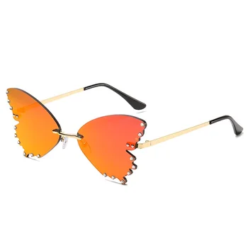 Móda Motýľ Slnečné Okuliare Žena 2020 Bez Obrúčok Slnečné Okuliare Fialová Krídlo Predstavenie Vintage Tichom Len Sexy Steampunk Oculos De Sol