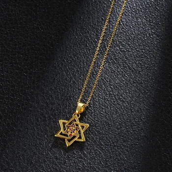 Móda Nehrdzavejúcej Ocele Zirkón Šesť-špicaté Hviezdy Náhrdelník Prívesok Pre Ženy Glamour Ženské Zlato Strieborná Farba Chocker šperky darček