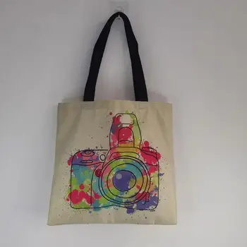 Móda Prispôsobené Obmedzenej Nákupní Taška Cez Rameno Svetlé Farby Žena Nákupní Taška 2020 Hot Predaj Cartoon Fotoaparátu Tlač Tote Bag