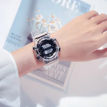 Móda Pár Športové Hodinky Ženy Priehľadný Pásik LED Digitálne Hodiny Ženy Muži Elektronické Hodinky Reloj Mujer Relogio Feminino