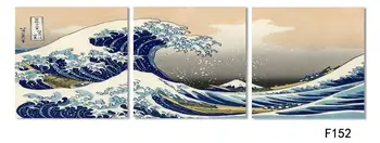 Móda seascape krajiny maliarske plátno 3 panely tradičné umenie scenérie obrázok veľká Vlna mimo Kanagawa Katsushika Hokusai