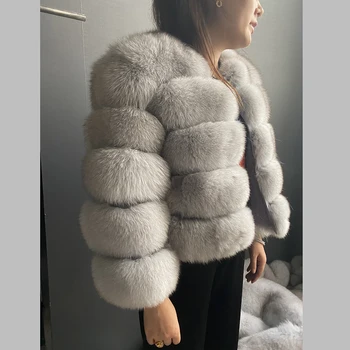 Móda zime teplé kožený kabát prírodné líška srsť srsť reálne fox kožušiny bunda zimná hustý teplý kabát