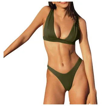 Módne dámske Sexy Farbou Otvorte Zadný Slim Bikiny, Plavky, plavky plus veľkosť bikiny 2021 mujer brasileño