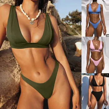 Módne dámske Sexy Farbou Otvorte Zadný Slim Bikiny, Plavky, plavky plus veľkosť bikiny 2021 mujer brasileño