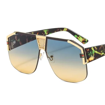 Módne Kovové gradient námestie rámom slnečné okuliare Žien/Mužov značky dizajnér vintage Nadrozmerné čierne odtiene slnečné okuliare Oculos De Sol