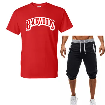 Módne Leto Harajuku Hip Hop Tričko Príležitostné Športové-Suitn T-Tričko + krátke Nohavice Backwoods Potlačené Bavlnené Tričko 2 kus.