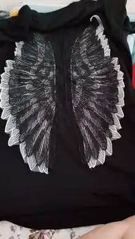 Módne Leto Späť Krídlo T-shirts Ženy, Krátky Rukáv, Dlhé Čierne Tees Femme Voľné Krídla Tees Topy