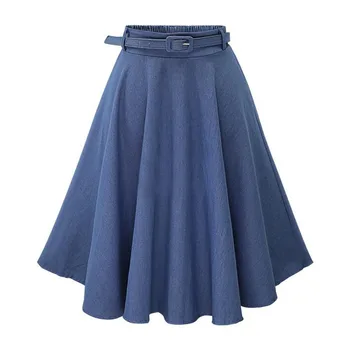 Módne Oblečenie pre Ženy Sukne dámske Vysoký pás strednej dĺžky denim sukne, tenké A-line wild voľné sukne bežné skirt1