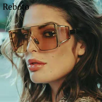 Módne Okuliare 2020 Nové Nadrozmerné Námestie slnečné Okuliare Luxusné Žena Dizajnér Značky Vintage Retro dámske slnečné okuliare Lunette