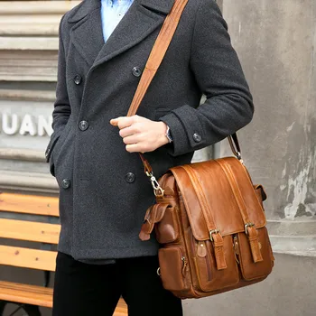 Módne retro pravej kože muži ženy multifunkčný batoh bežné vonkajšie cestovné skutočné cowhide multi-vrecko na notebook bagpack