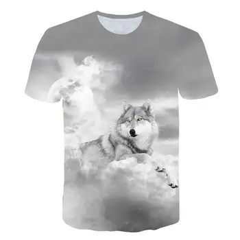 Módny Trend Vlk T Shirt Hviezdne Nebo T -Shirt 3d Tlač Zvierat Bežné Men 'S T -Shirt 2020 Nové Letné Topy