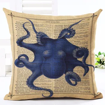 Módny Štýl Kvalitné Kreatívne Retro Ilustrovaných Octopus Mäkký Vankúš Cojines Sedáku Almofadas Bavlnená Posteľná Bielizeň Námestie