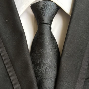 Módny Štýlový Dizajn Kravata 8cm Klasické Formálne Black Paisley Tkané Kravaty Vysoká Kvalita Teplej Páni Ženícha Najlepší muž kravatu