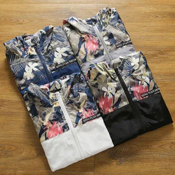 Na jar a na Jeseň nové športové bundy na zips bežné kórejský štýl kamufláž kvetinový bunda pánske streetwear outwear
