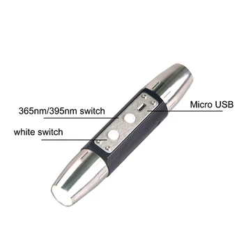 Na Predaj USB Nabíjateľné Jade Baterka 365/395nm UV Lampu 4 Súbory 3w LED UV Horák, vstavaná Batéria Pre Peniaze Jade Detektor
