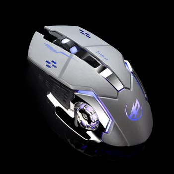 Nabíjanie Bezdrôtová Herná Myš s 6 Tlačidiel, USB Prijímač Podsvietenie Prenosné Ergonomické Počítač Tiché PC Gamer Stolných Hier
