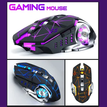 Nabíjateľná Wireless Mouse 7 farieb LED Podsvietenie Tichý Myši USB Optical Gaming Mouse na Ploche Počítača Notebook, PC Hry, Hráč