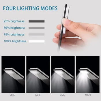 Nabíjateľné LED Kniha Svetlá Násobne Ohýbanie Upraviť Svetlá na Čítanie Spoplatnené Ploché LED USB Charge Night Light Stmievateľné Kniha Svetla