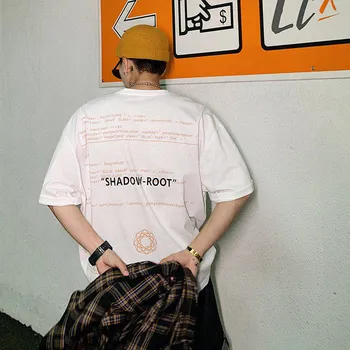 Nadrozmerné Japonsku, Hip Hop Tričká Mužov High Street T-shirt Voľné Tee Tričko Bežné Pohode kórejský Šedá Biela Tričko Streetwear Muž