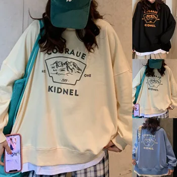 Nadrozmerné mikiny Harajuku Oblečenie Pre Ženy Príležitostné Voľné Vintage List Mikina Žena kórejský štýl Kawaii dámske topy