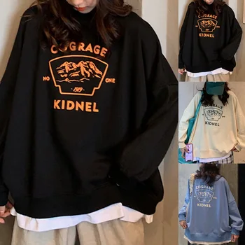 Nadrozmerné mikiny Harajuku Oblečenie Pre Ženy Príležitostné Voľné Vintage List Mikina Žena kórejský štýl Kawaii dámske topy