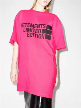 Nadrozmerné VETEMENTS Top Tee Unisex Muži Ženy 1:1 Vysokej kvality LIMITED EDITION Grafické Tlače VETEMENTS T-shirt VTM Golier Tag