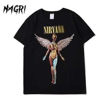 NAGRI Lete pánske T-shirts Nirvana Grafické Tees Bežné Krátky Rukáv Retro Hip Hop Tričko Fashion Street Oblečenie