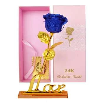 Najlepší Darček Pre Priateľku Golden Rose Svadobné Dekorácie Golden Flower Valentína Darček Zlato, ružové Zlato Kvet s Box Darček