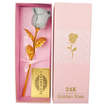 Najlepší Darček Pre Priateľku Golden Rose Svadobné Dekorácie Golden Flower Valentína Darček Zlato, ružové Zlato Kvet s Box Darček