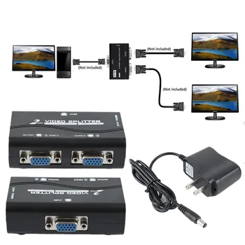 Najnovšie 1 Pc na 2 Monitor, 2 Port, VGA Video Obrazovky Splitter Box, Adaptér S napájacím Káblom NÁS Plug