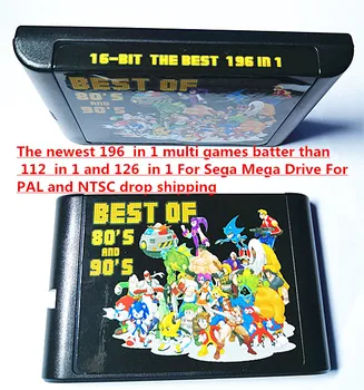 Najnovšie 196 1 multi hry cesto ako 112 v 1 a 126 v 1 Pre Sega Mega Drive Pre PAL a NTSC drop shipping