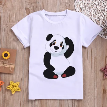 Najnovšie 2019 Dieťa Dievča Oblečenie Zábavné Kawaii Panda Roztomilý Kreslený Chlapci Tričko Krátky Rukáv Fashion Tlačiť T-shirt Letné Deti Tričko